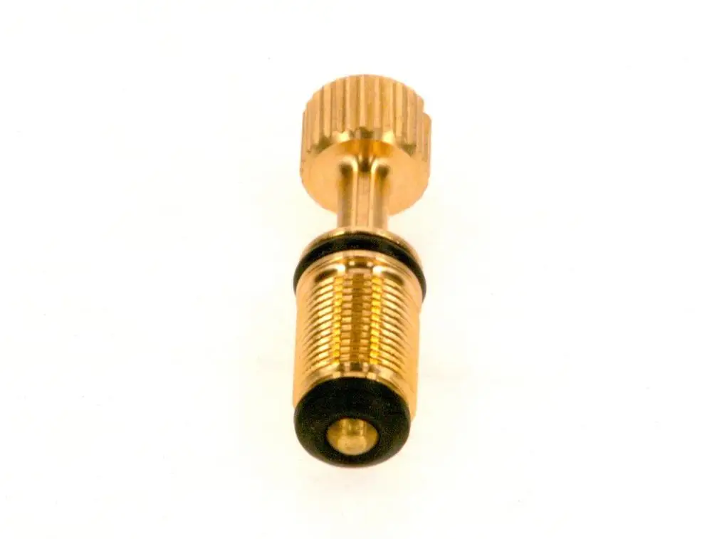 Goldfarbene Drosselschraube von Bosch mit spiralförmigem Griff und Gummidichtung. Sie hat eine konische Form und ist für den Einsatz in technischen Anwendungen geeignet.